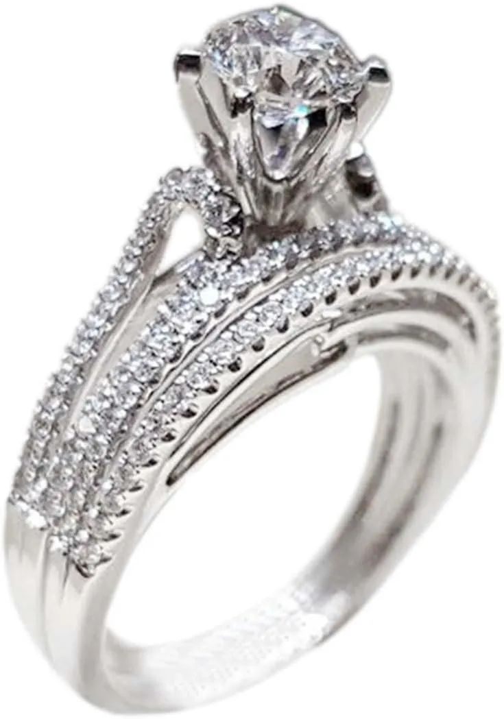 Cushion Cut Cubic Zirconia Engagement Wedding Ring for Women Vintage Bridal Ring Set 925 Silver Anniversary Rings