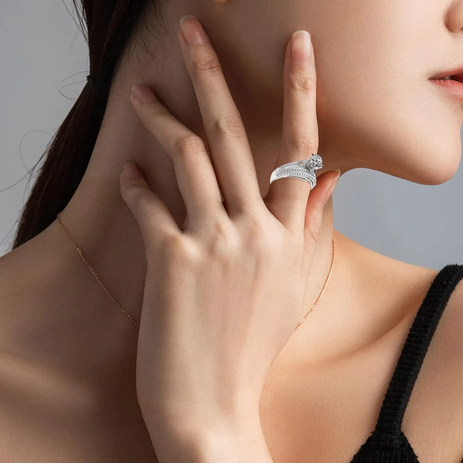 Cushion Cut Cubic Zirconia Engagement Wedding Ring for Women Vintage Bridal Ring Set 925 Silver Anniversary Rings