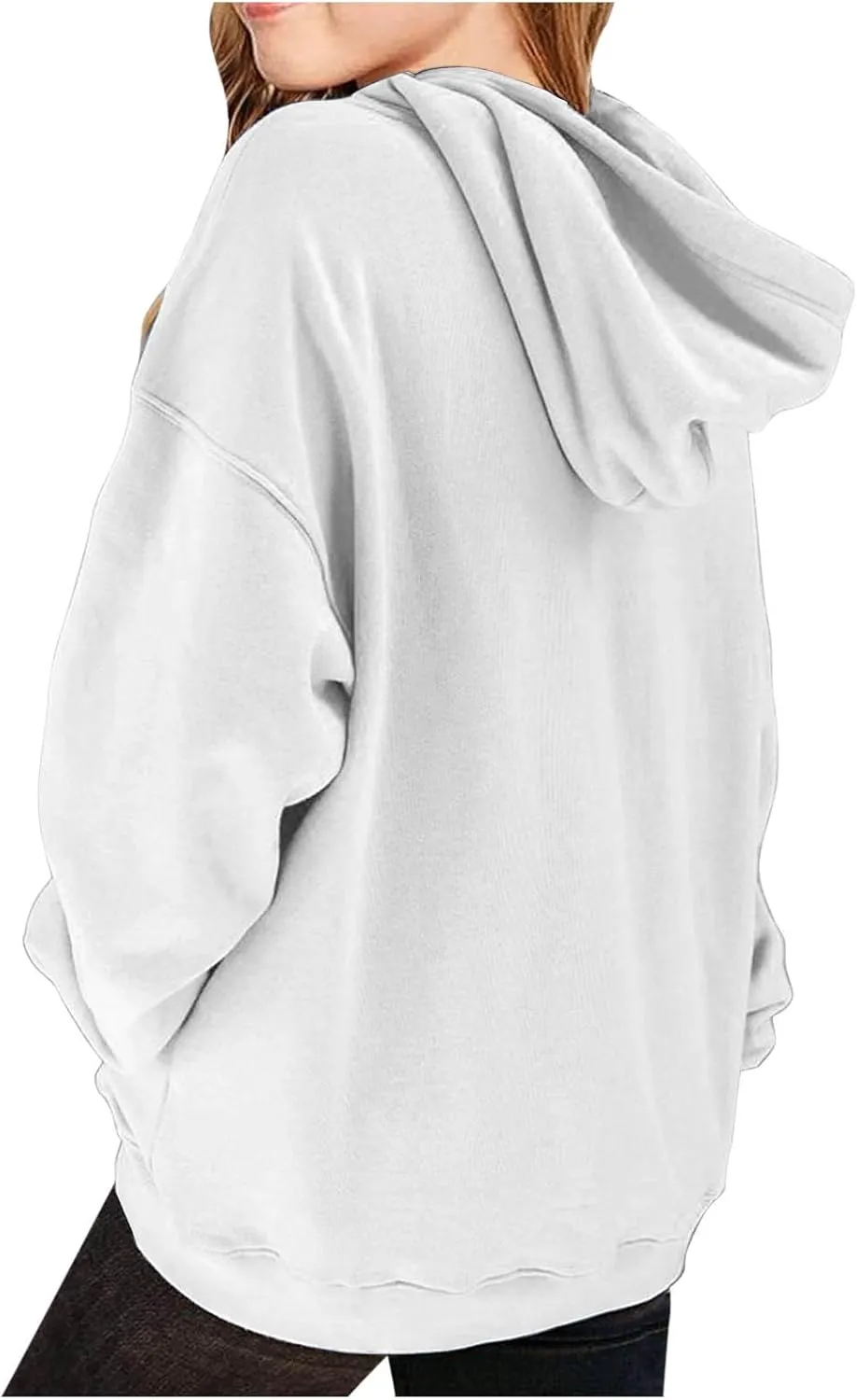 Cute Hoodies for Teen Girls Oversized Long Sleeve Fleece Hooded Sweatshirt Trendy Casual Solid Pocket Pullover Tops