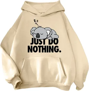 Cute Koala Hoodies for Women Kawaii Cartoon Animal Graphic Sweatshirts Loose Casual Fashion Long Sleeve Pullover Tops