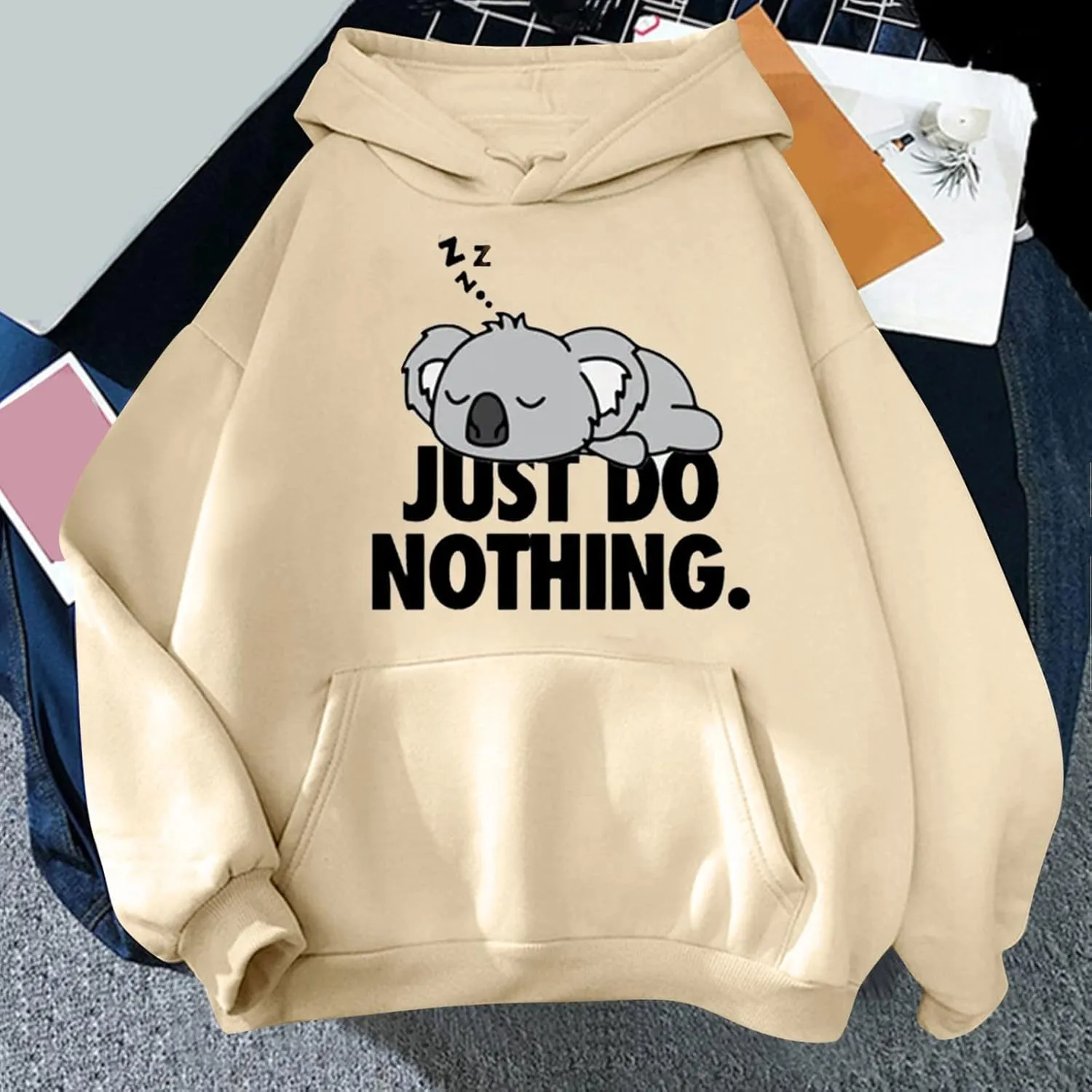 Cute Koala Hoodies for Women Kawaii Cartoon Animal Graphic Sweatshirts Loose Casual Fashion Long Sleeve Pullover Tops