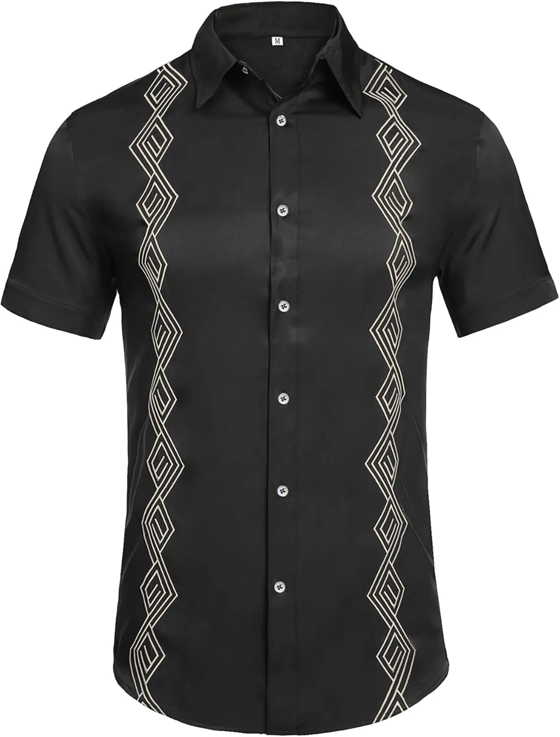 Daupanzees Men's Guayabera Cuban Shirts Short Sleeve Embroidered Shirts Beach Button Down Shirts Summer Casual Shirts Top