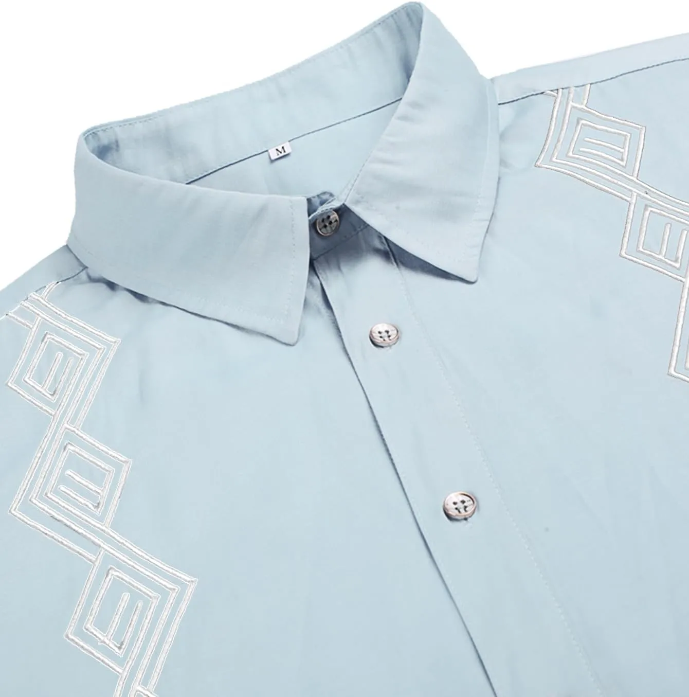 Daupanzees Men's Guayabera Cuban Shirts Short Sleeve Embroidered Shirts Beach Button Down Shirts Summer Casual Shirts Top