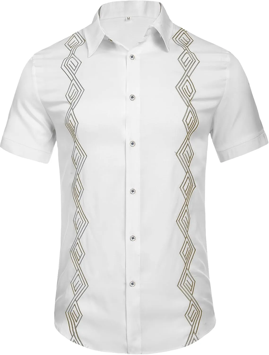 Daupanzees Men's Guayabera Cuban Shirts Short Sleeve Embroidered Shirts Beach Button Down Shirts Summer Casual Shirts Top
