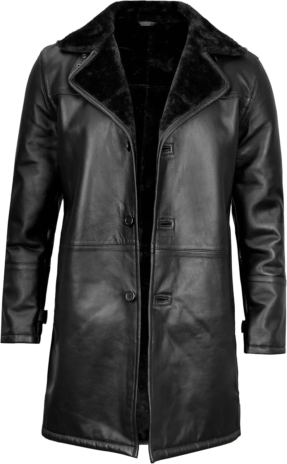 Decrum Men Leather Shearling Coat - Casual Real Lambskin Leather Coats for Men