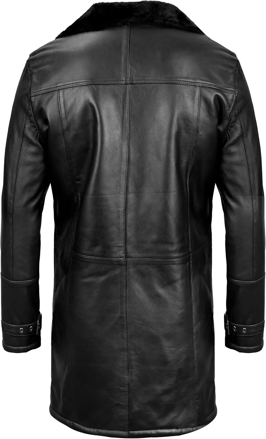 Decrum Men Leather Shearling Coat - Casual Real Lambskin Leather Coats for Men