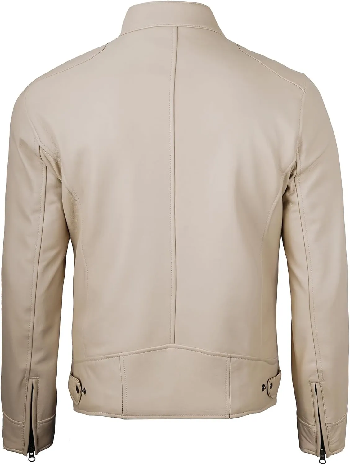 Decrum Mens Leather Jacket - Cafe Racer Style Real Lambskin Leather Jacket Men