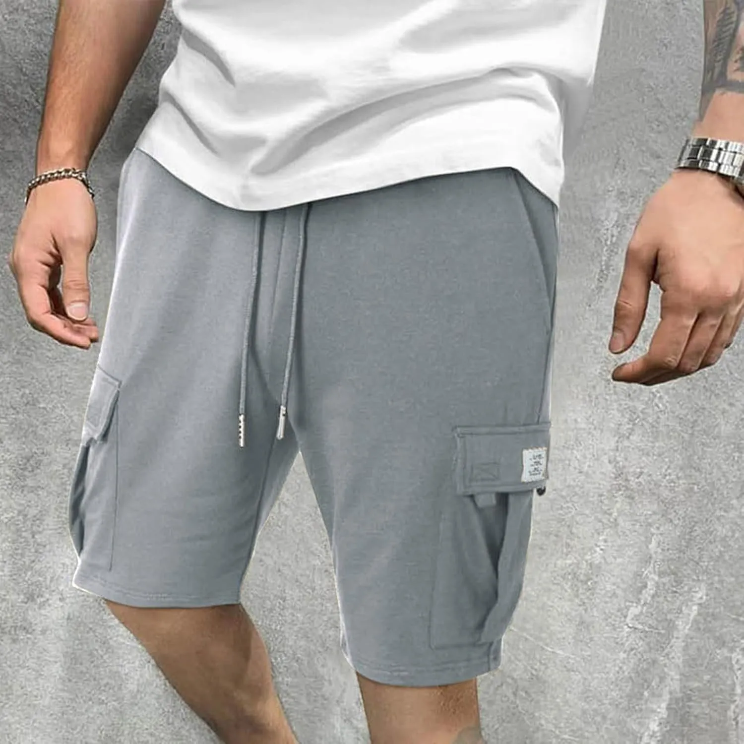 Dgoopd Cargo Shorts for Men Summer Sweat Shorts Drawstring Elastic Waist Shorts Casual Beach Shorts Athletic Gym Shorts 2025