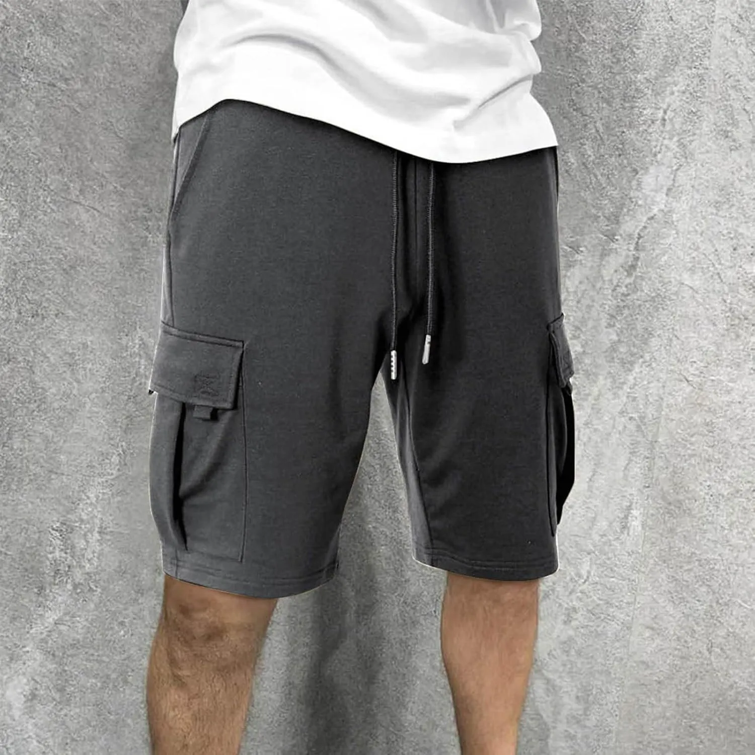 Dgoopd Cargo Shorts for Men Summer Sweat Shorts Drawstring Elastic Waist Shorts Casual Beach Shorts Athletic Gym Shorts 2025