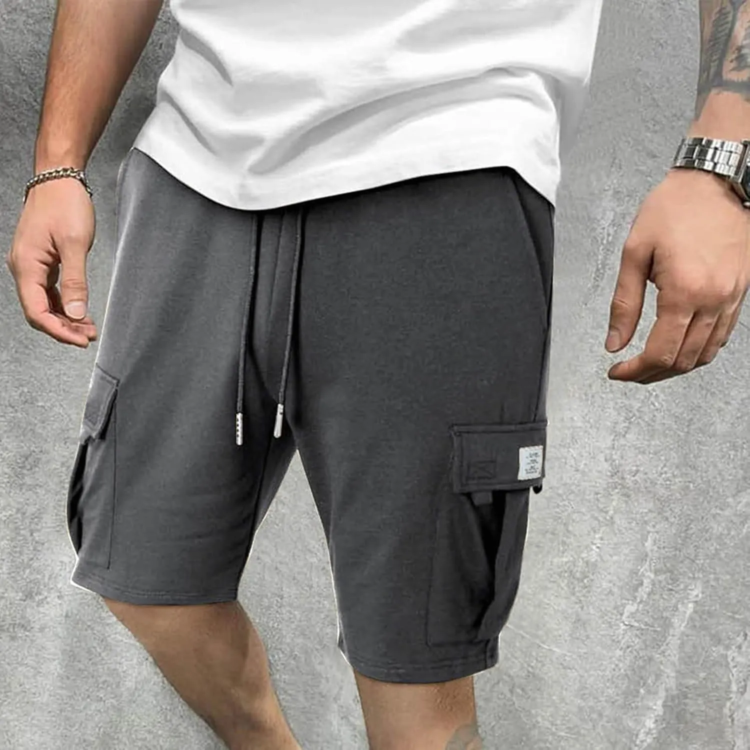 Dgoopd Cargo Shorts for Men Summer Sweat Shorts Drawstring Elastic Waist Shorts Casual Beach Shorts Athletic Gym Shorts 2025