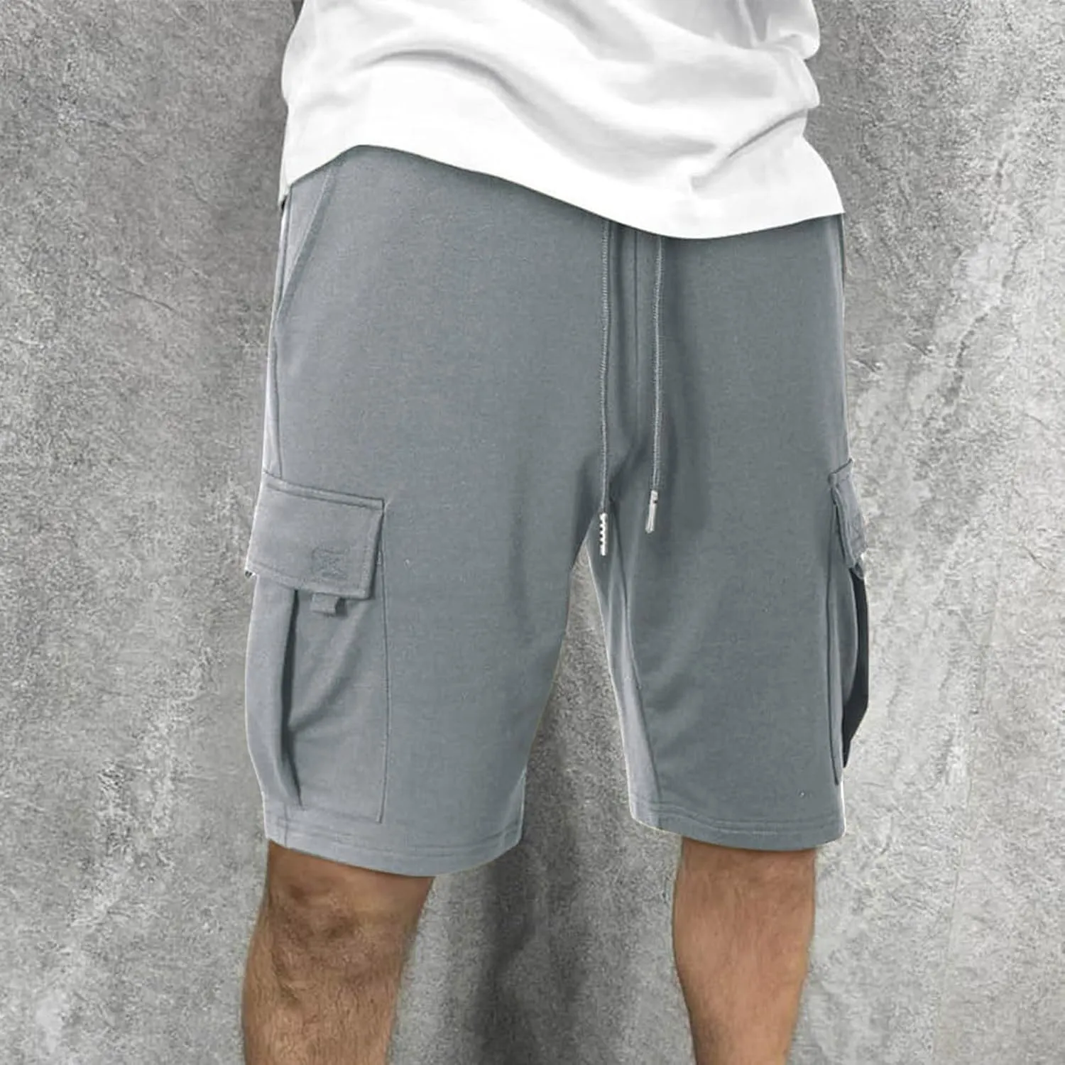 Dgoopd Cargo Shorts for Men Summer Sweat Shorts Drawstring Elastic Waist Shorts Casual Beach Shorts Athletic Gym Shorts 2025