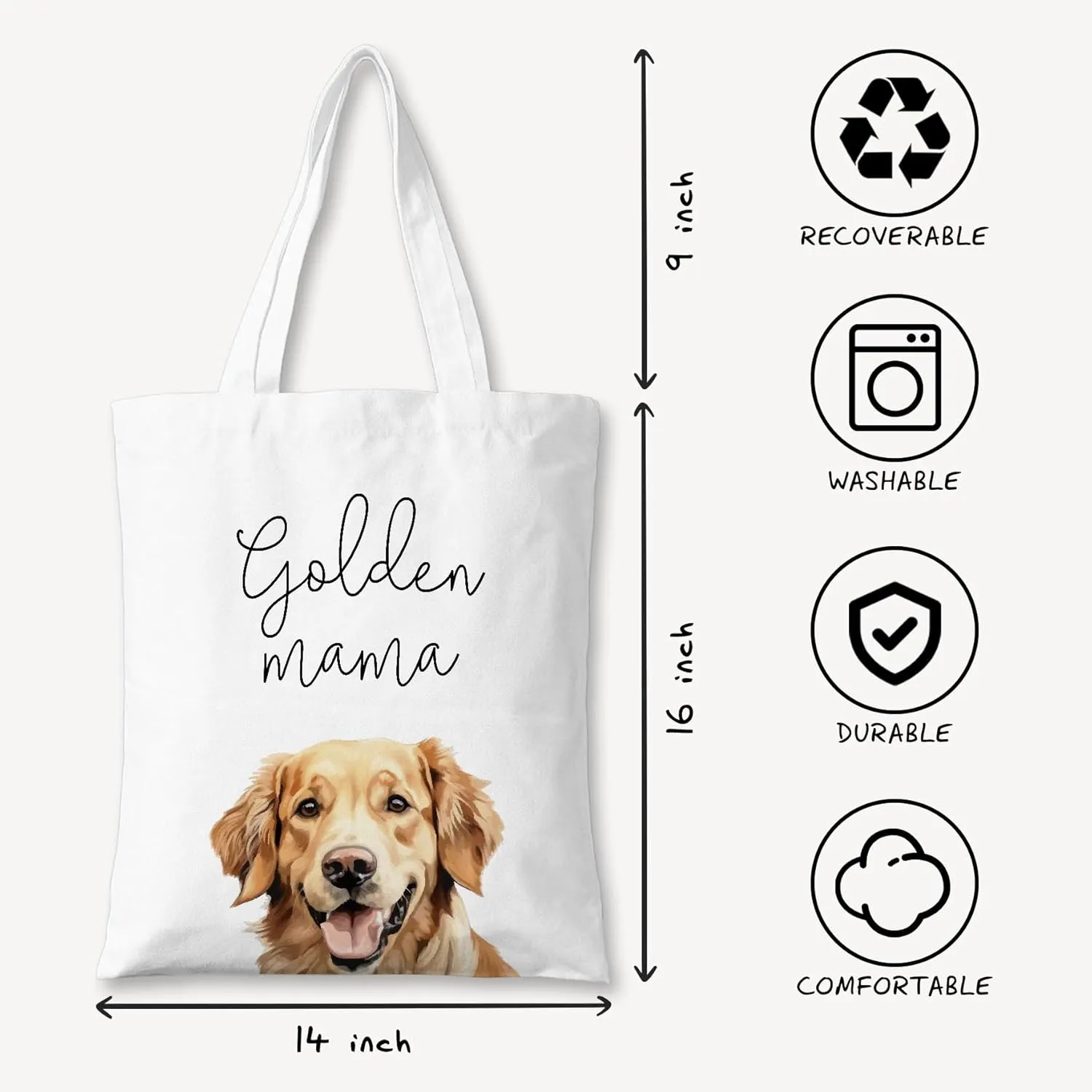 Dog Mama Canvas Tote Bag for Women, Dogs Lover Gift for Dog Mom, Birthday Christmas Cute Rottweiler Gifts For Women.