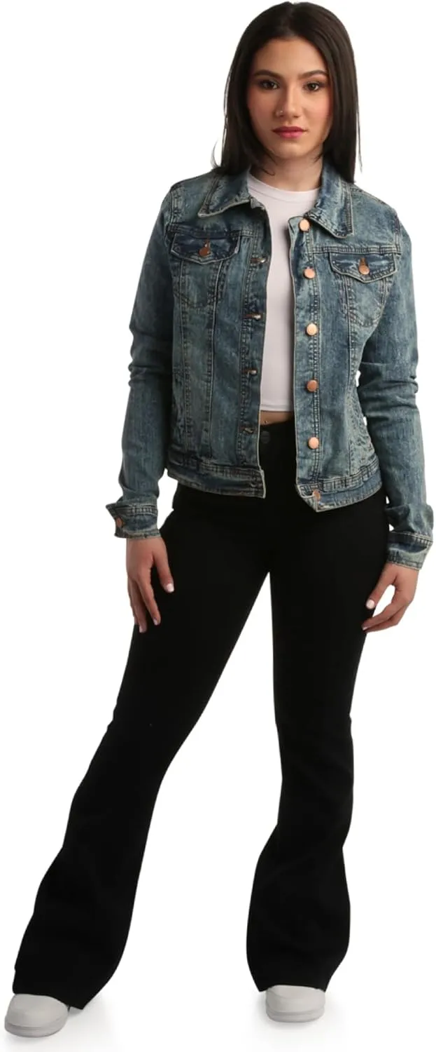 dollhouse Womens Jacket - Basic Denim Classic Crop Jean Jacket (Size: S-XL)