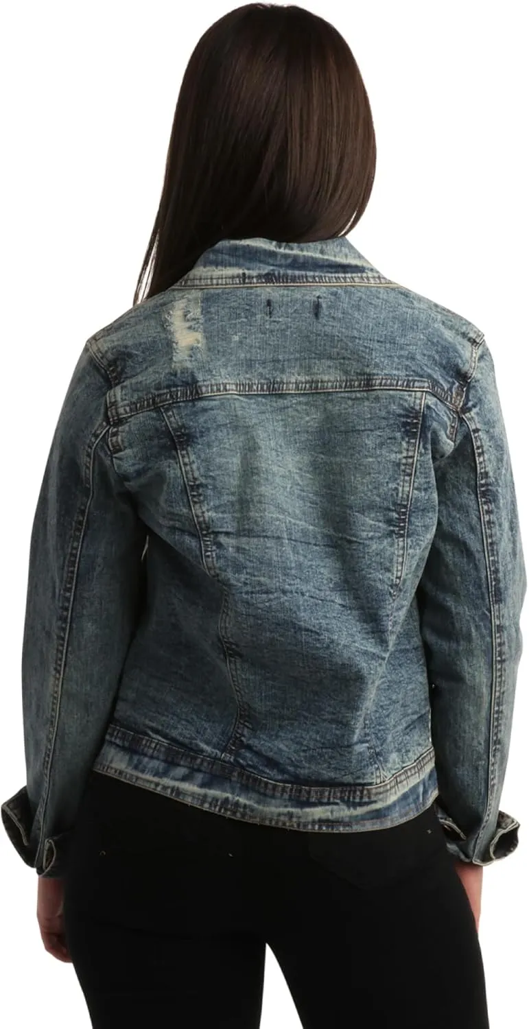 dollhouse Womens Jacket - Basic Denim Classic Crop Jean Jacket (Size: S-XL)