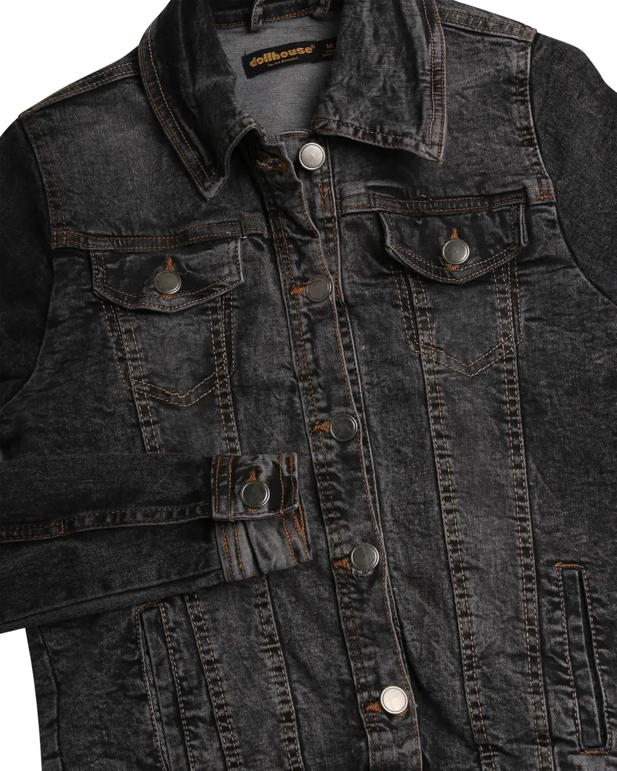 dollhouse Womens Jacket - Basic Denim Classic Crop Jean Jacket (Size: S-XL)