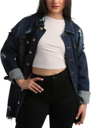 dollhouse Womens Jacket - Basic Denim Classic Crop Jean Jacket (Size: S-XL)