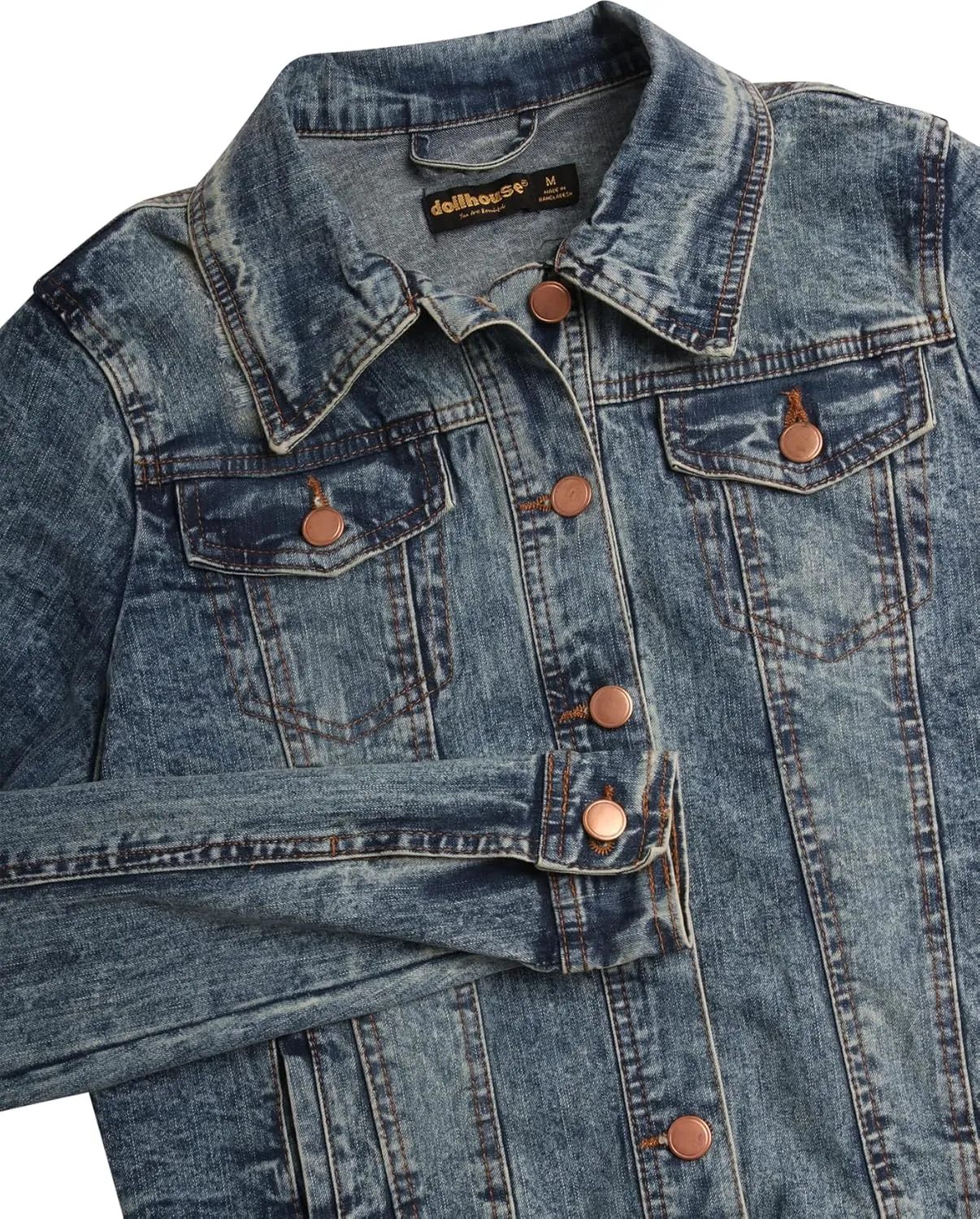 dollhouse Womens Jacket - Basic Denim Classic Crop Jean Jacket (Size: S-XL)