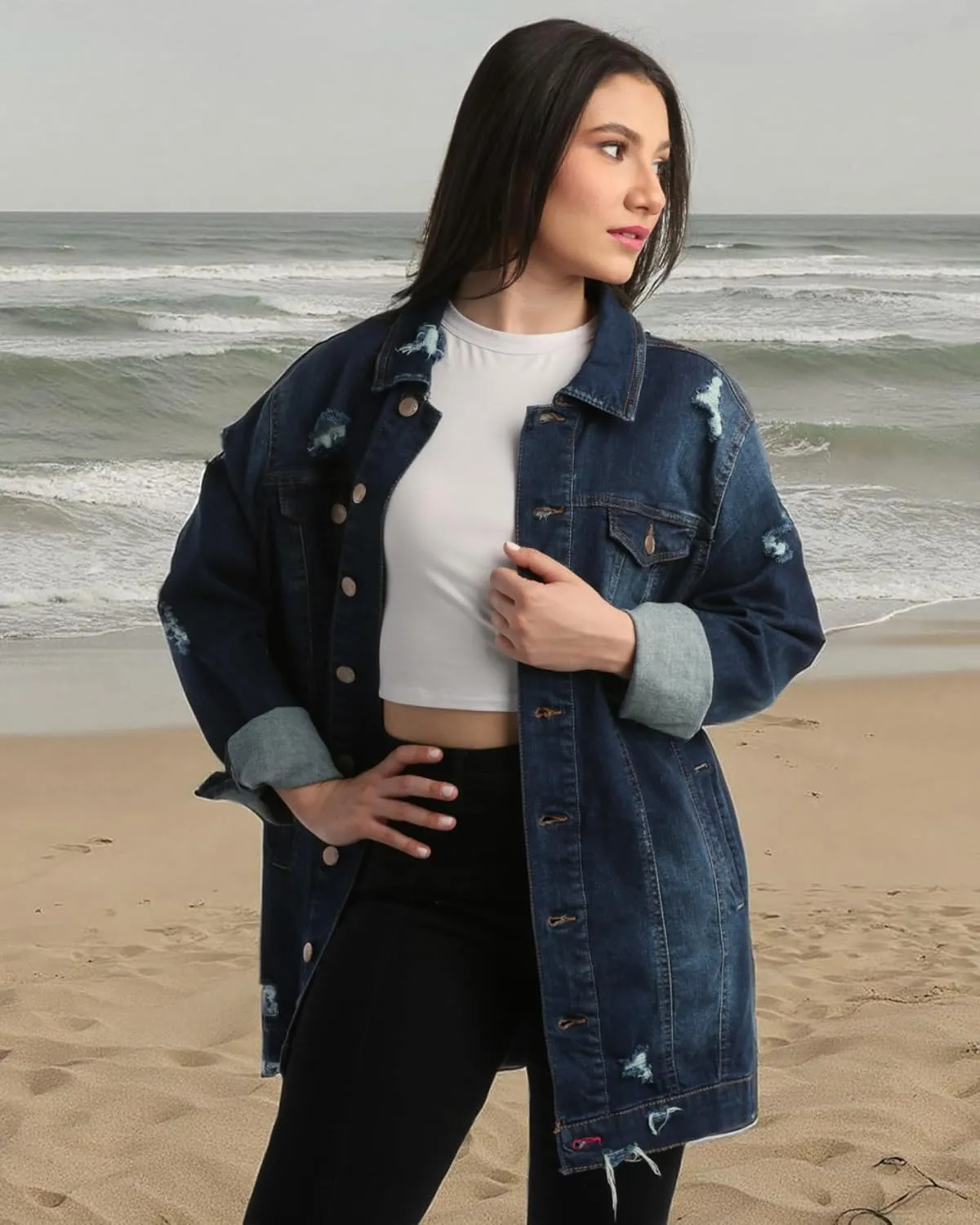 dollhouse Womens Jacket - Basic Denim Classic Crop Jean Jacket (Size: S-XL)