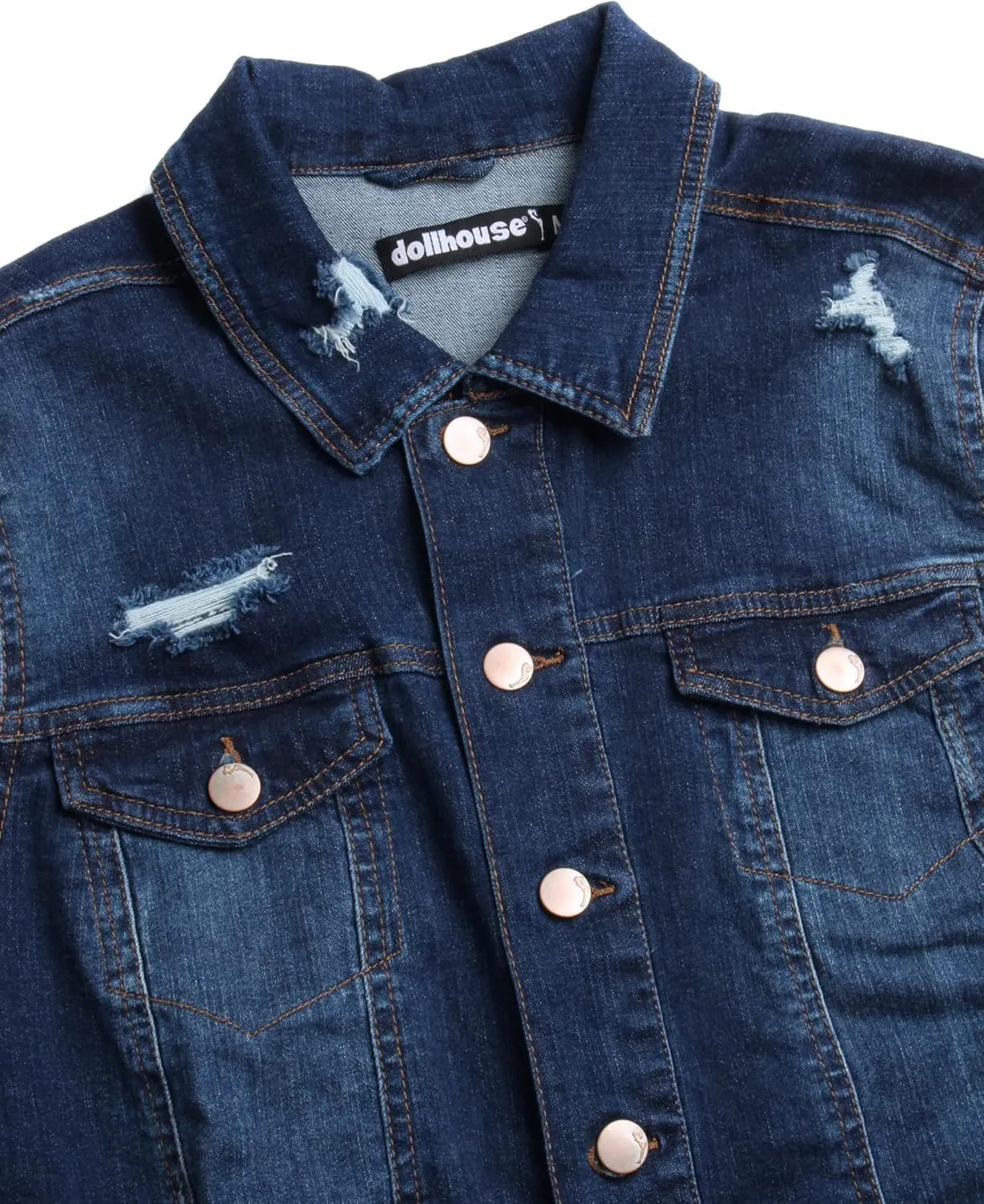 dollhouse Womens Jacket - Basic Denim Classic Crop Jean Jacket (Size: S-XL)