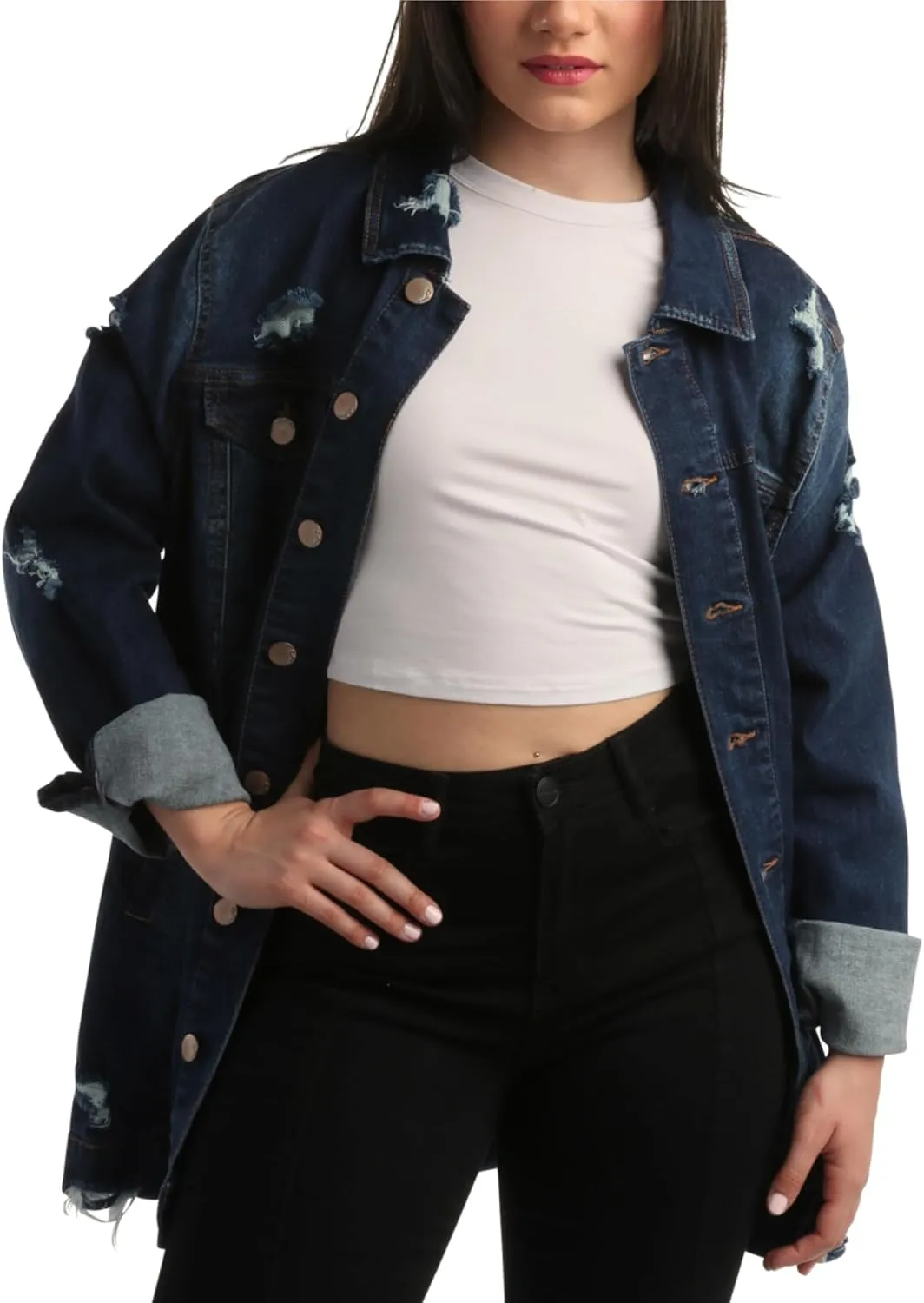dollhouse Womens Jacket - Basic Denim Classic Crop Jean Jacket (Size: S-XL)