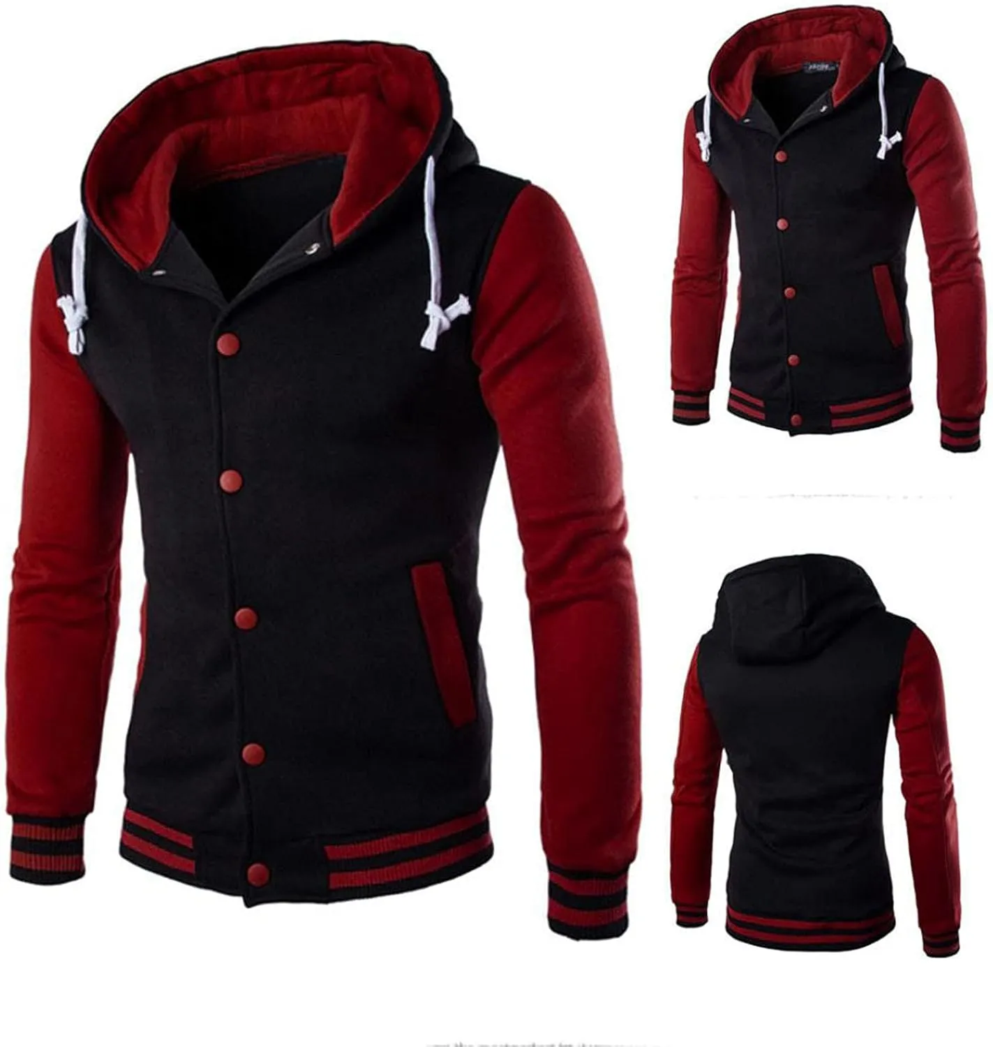 DuDubaby Men Tops Plus Size Casual Loose Hooded Long Sleeve Padded Sweatshirt Pullover Big Pockets