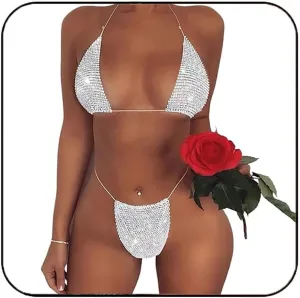 Earent Mesh Rhinestone Body Chain Set Beach Chest Belly Chains Crystal Bikini Nightclub Party Bra Breast Chains Rave Body jewelry for Women