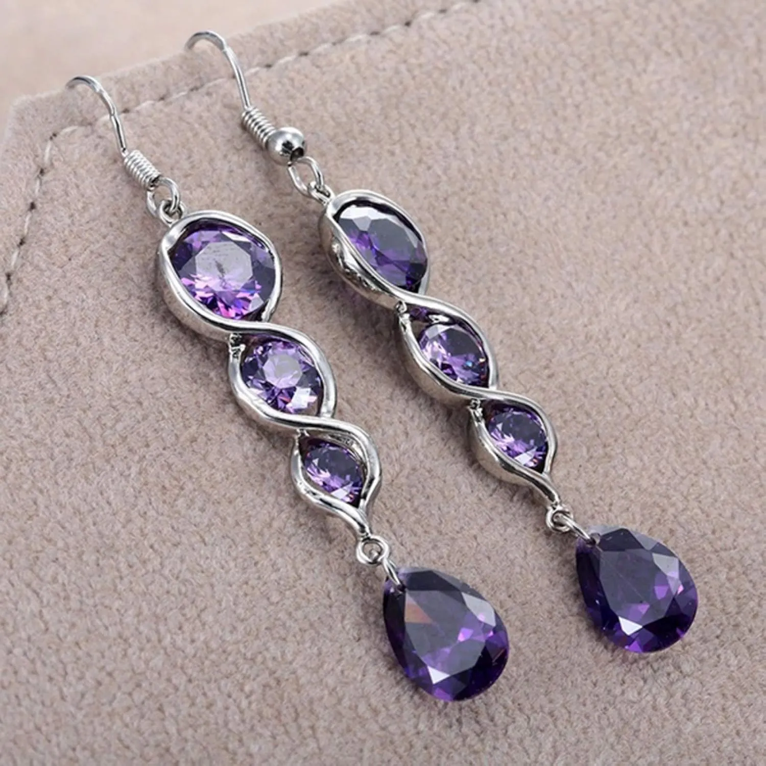 Earring Hoop Stud Drop & Dangle, Fashion Women Twist Teardrop Cubic Zirconia Charm Hook Earrings Jewelry Gift for Women Teen Girls Birthday Christmas Friends Gift