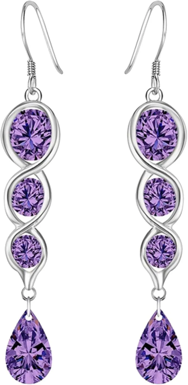 Earring Hoop Stud Drop & Dangle, Fashion Women Twist Teardrop Cubic Zirconia Charm Hook Earrings Jewelry Gift for Women Teen Girls Birthday Christmas Friends Gift