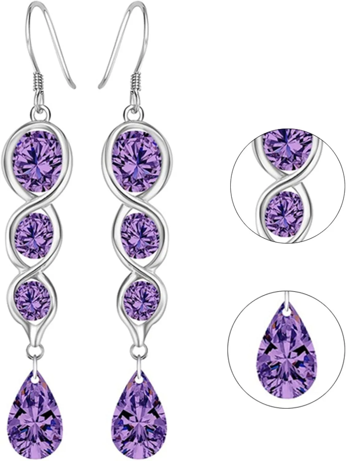 Earring Hoop Stud Drop & Dangle, Fashion Women Twist Teardrop Cubic Zirconia Charm Hook Earrings Jewelry Gift for Women Teen Girls Birthday Christmas Friends Gift