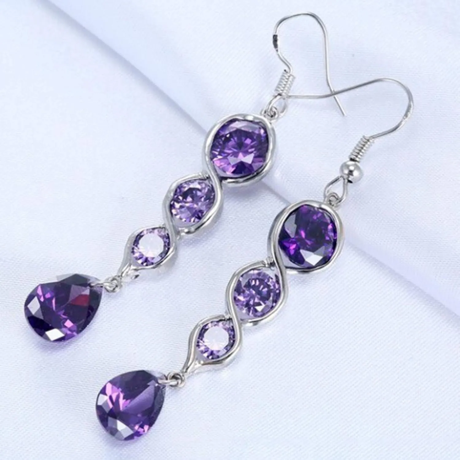 Earring Hoop Stud Drop & Dangle, Fashion Women Twist Teardrop Cubic Zirconia Charm Hook Earrings Jewelry Gift for Women Teen Girls Birthday Christmas Friends Gift