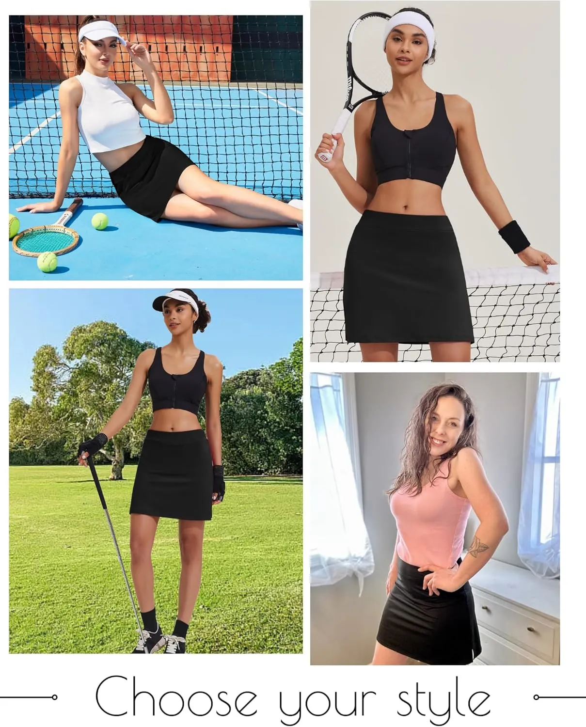 Ekouaer Women's Active Performance Skort Lightweight Skirt for Running Tennis Golf Workout Sports