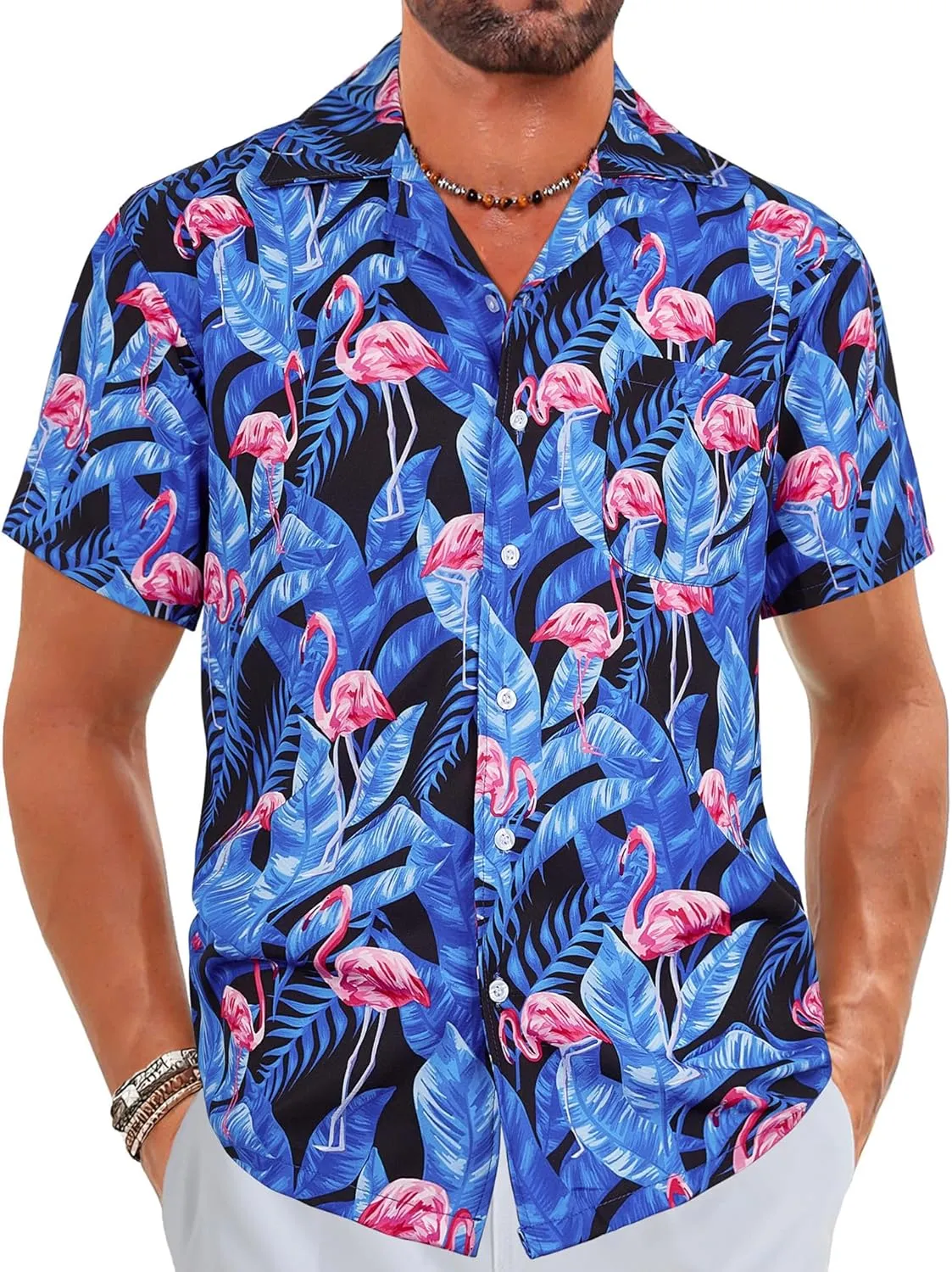 ELETOP Men's Hawaiian Shirts Short Sleeve Floral Beach Shirts Button Down Tropical Aloha Vacation Shirts