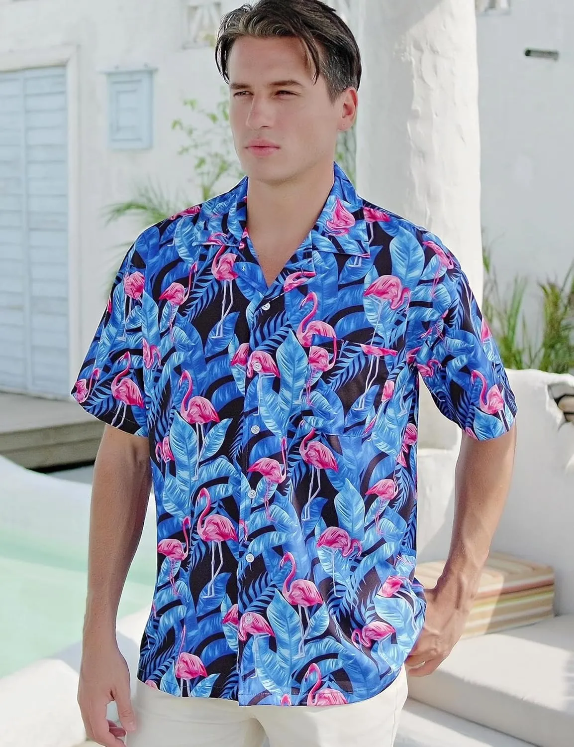 ELETOP Men's Hawaiian Shirts Short Sleeve Floral Beach Shirts Button Down Tropical Aloha Vacation Shirts