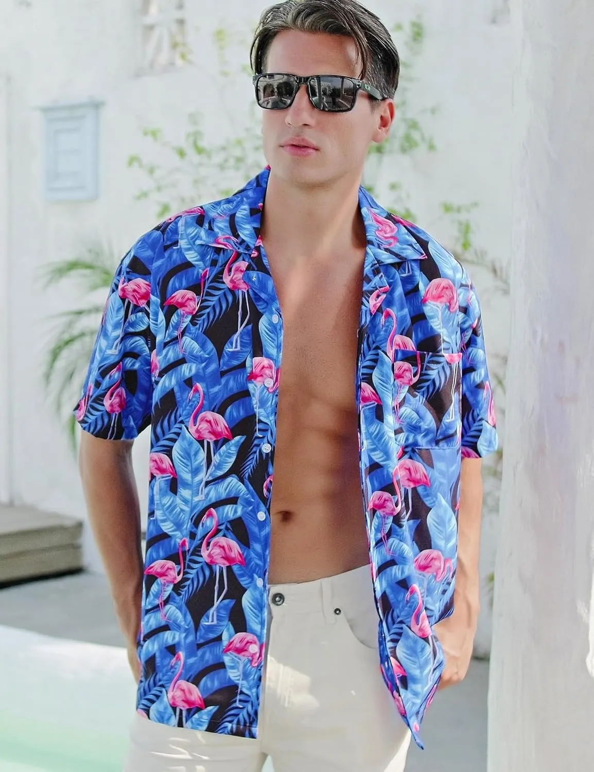 ELETOP Men's Hawaiian Shirts Short Sleeve Floral Beach Shirts Button Down Tropical Aloha Vacation Shirts
