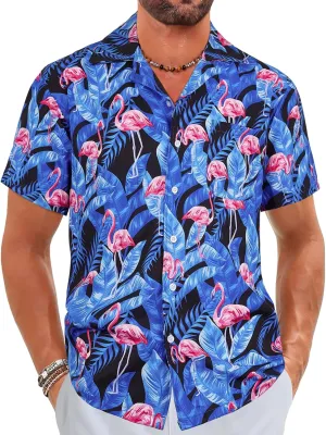 ELETOP Men's Hawaiian Shirts Short Sleeve Floral Beach Shirts Button Down Tropical Aloha Vacation Shirts