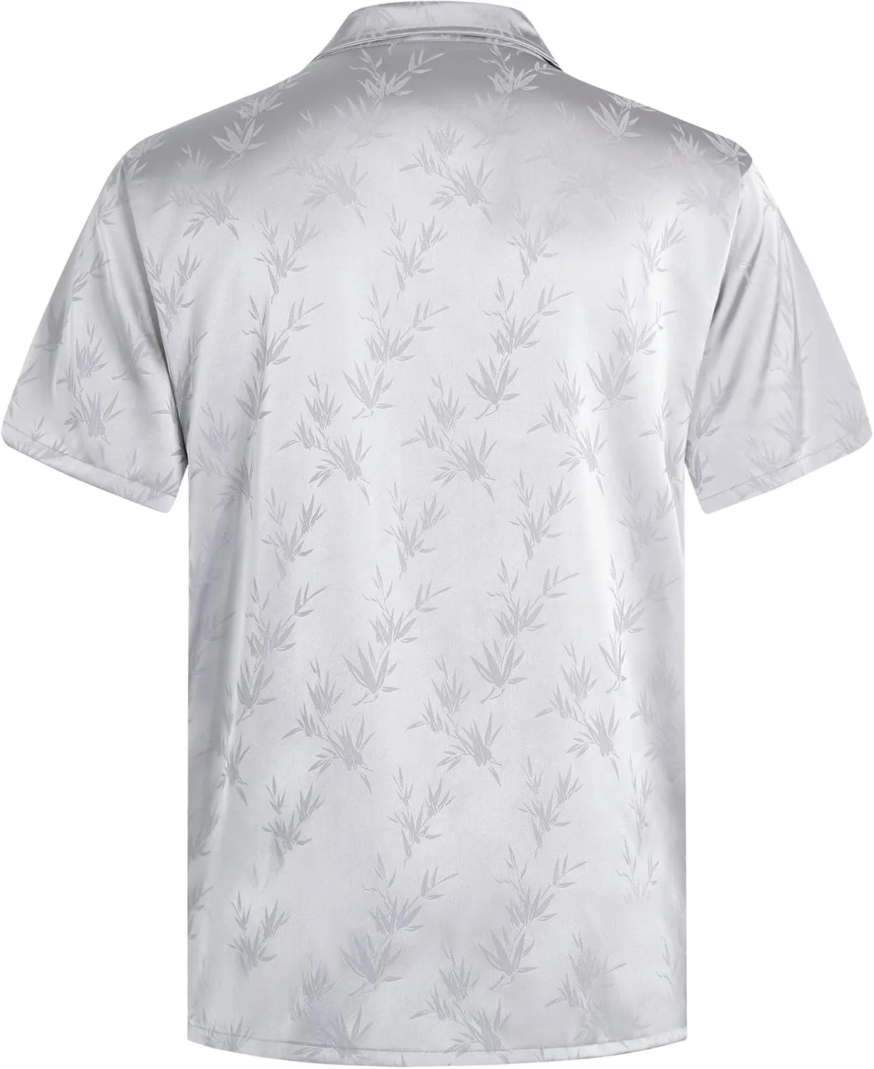 ELETOP Men's Hawaiian Shirts Summer Imitated Silk Jacquard Shirts Short Sleeve Casual Beach Shirts