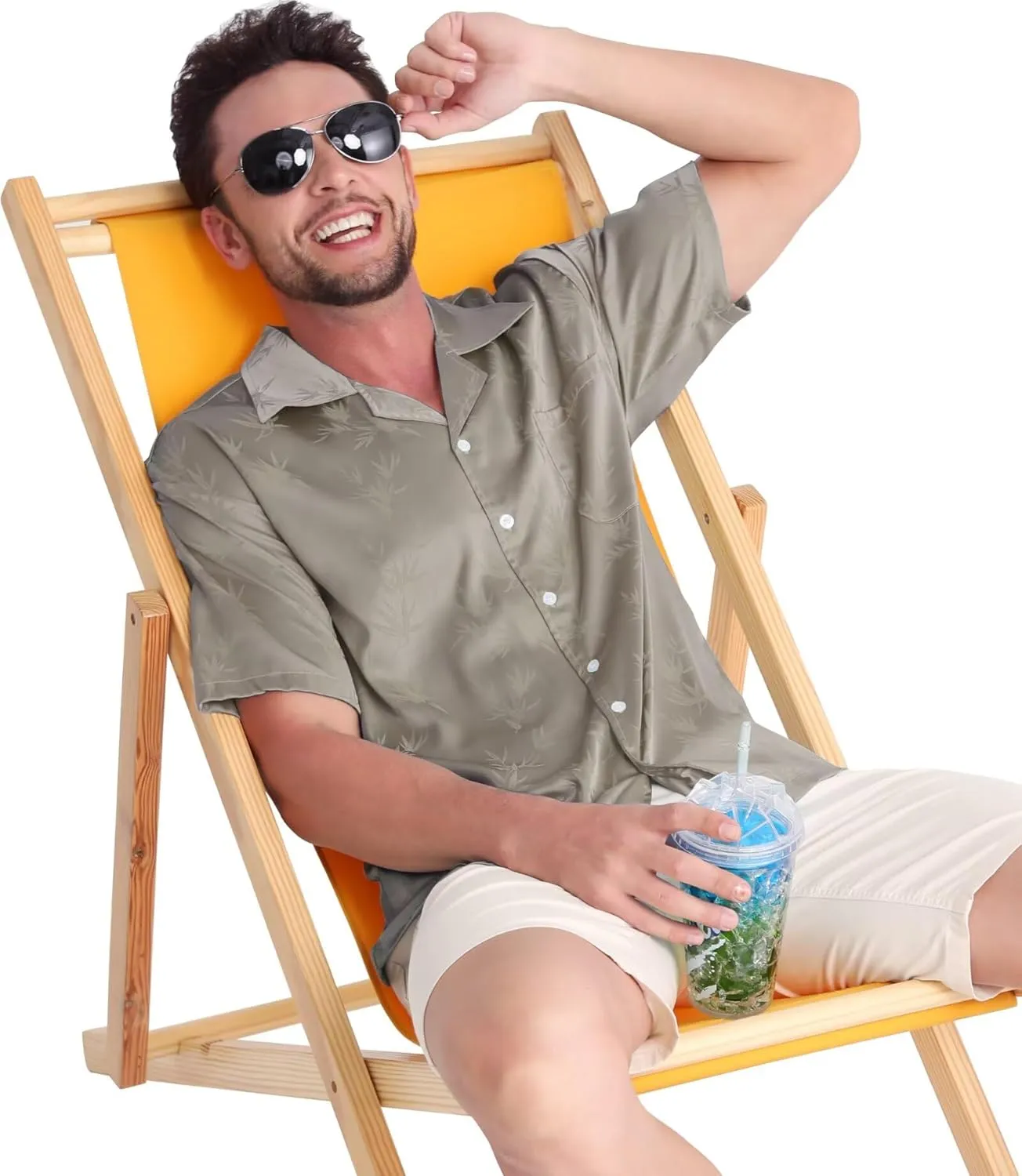 ELETOP Men's Hawaiian Shirts Summer Imitated Silk Jacquard Shirts Short Sleeve Casual Beach Shirts
