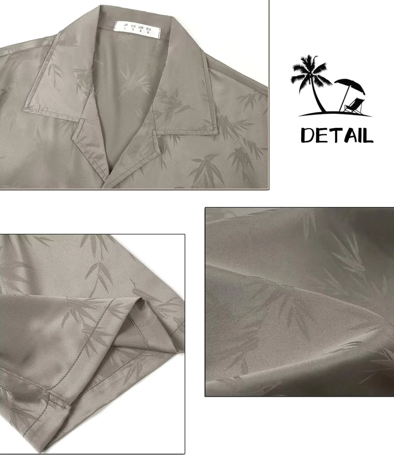 ELETOP Men's Hawaiian Shirts Summer Imitated Silk Jacquard Shirts Short Sleeve Casual Beach Shirts