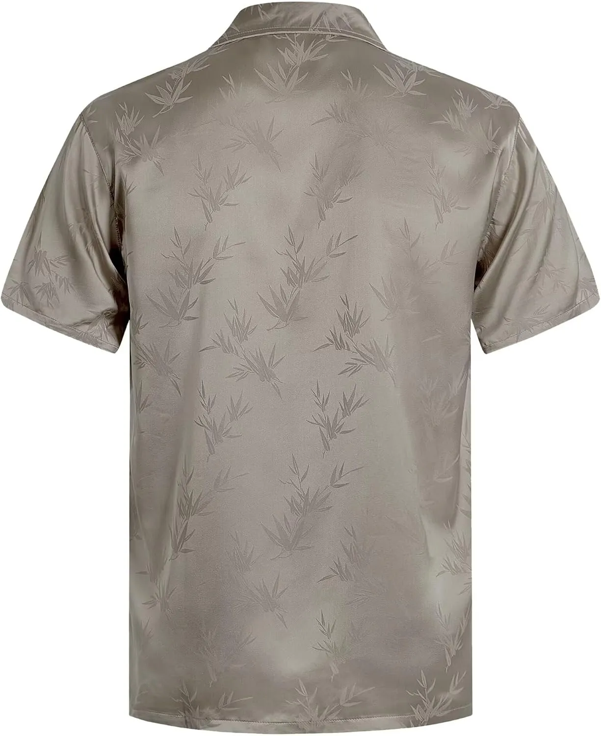 ELETOP Men's Hawaiian Shirts Summer Imitated Silk Jacquard Shirts Short Sleeve Casual Beach Shirts