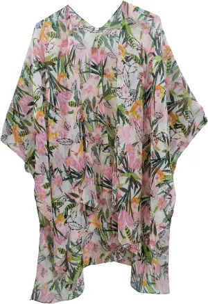 Elu  Women's Beach Cover up Swimsuit Kimono Cardigan Casual Tops with Bohemian Floral Print