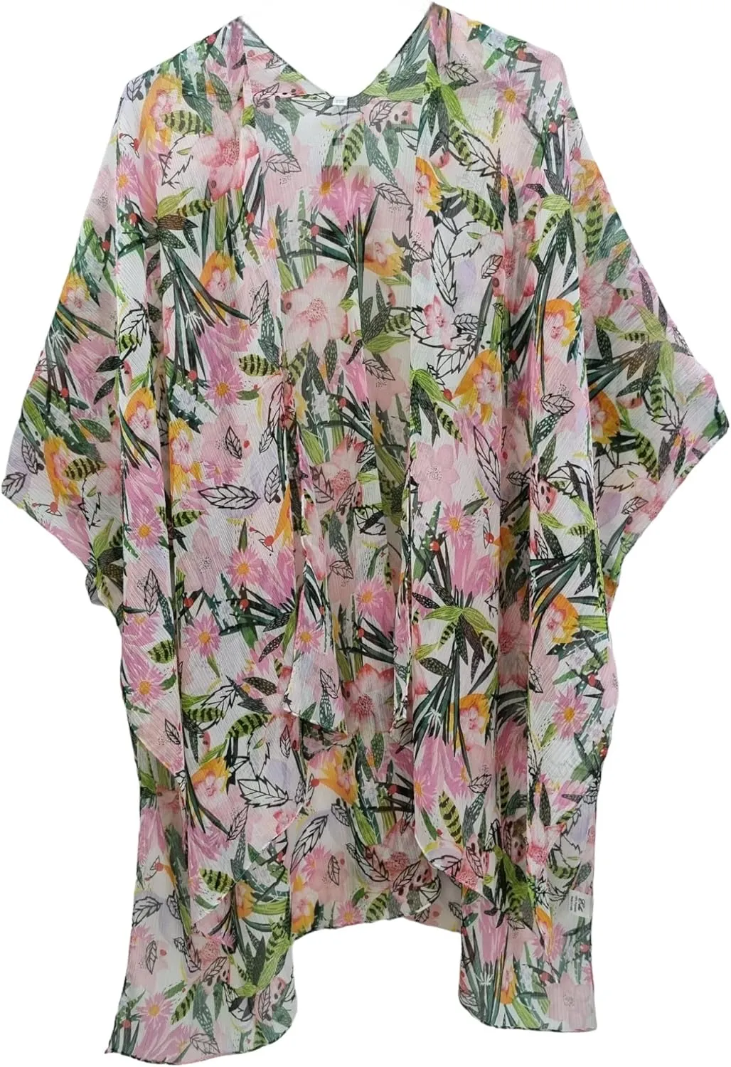 Elu  Women's Beach Cover up Swimsuit Kimono Cardigan Casual Tops with Bohemian Floral Print