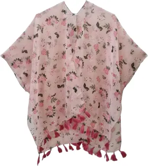 Elu  Women's Beach Cover up Swimsuit Kimono Cardigan Casual Tops with Bohemian Floral Print