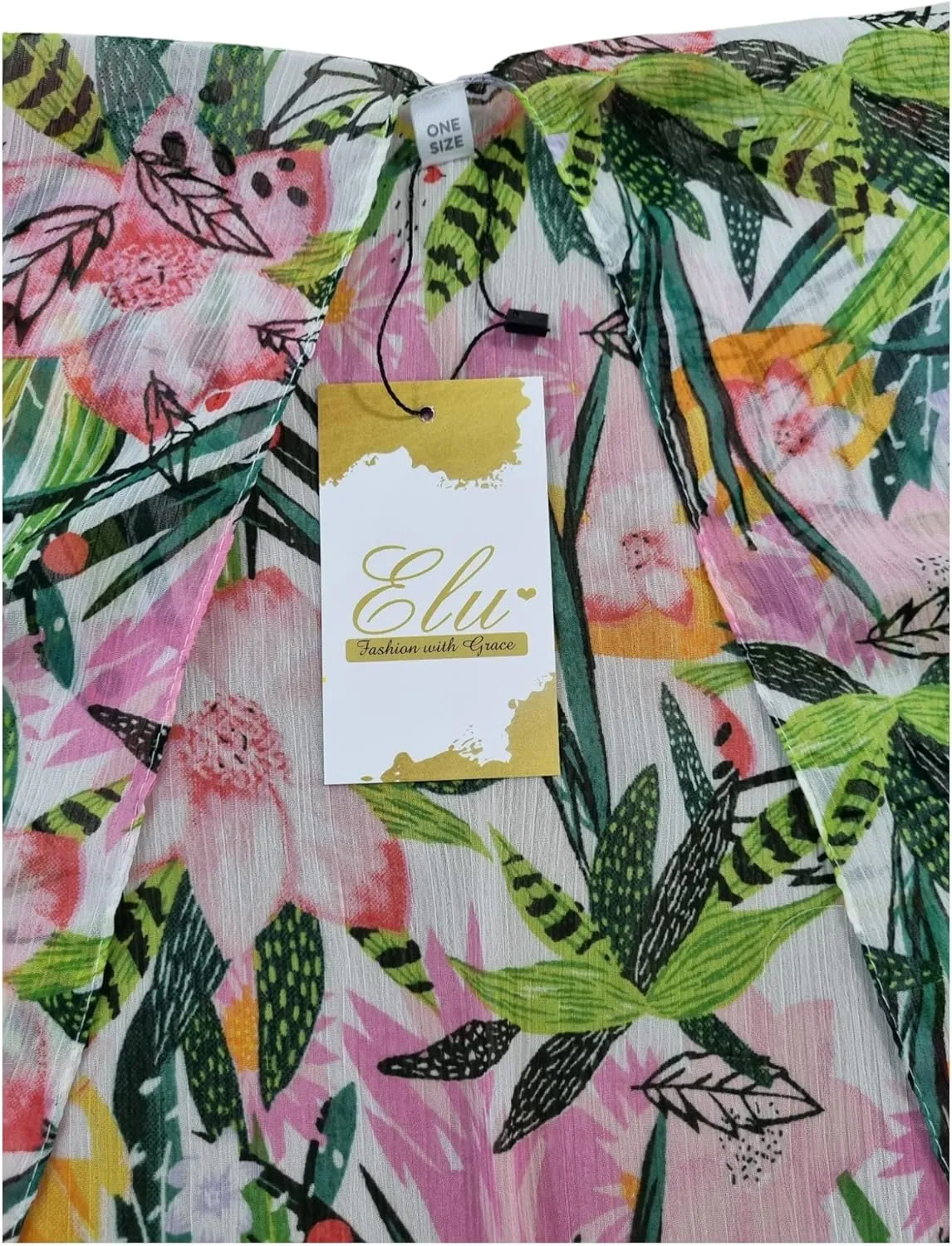 Elu  Women's Beach Cover up Swimsuit Kimono Cardigan Casual Tops with Bohemian Floral Print