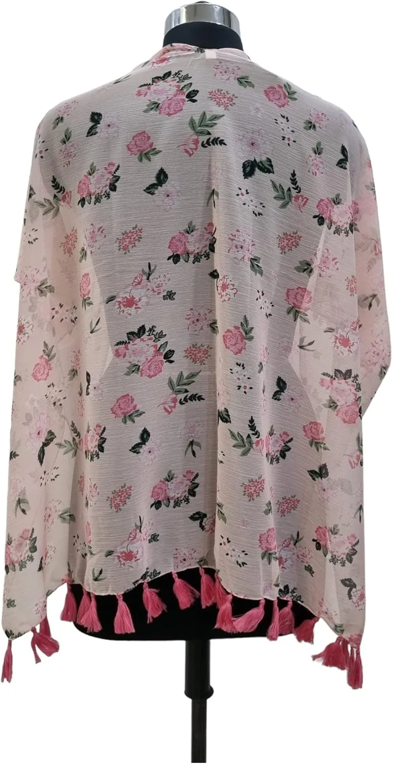 Elu  Women's Beach Cover up Swimsuit Kimono Cardigan Casual Tops with Bohemian Floral Print