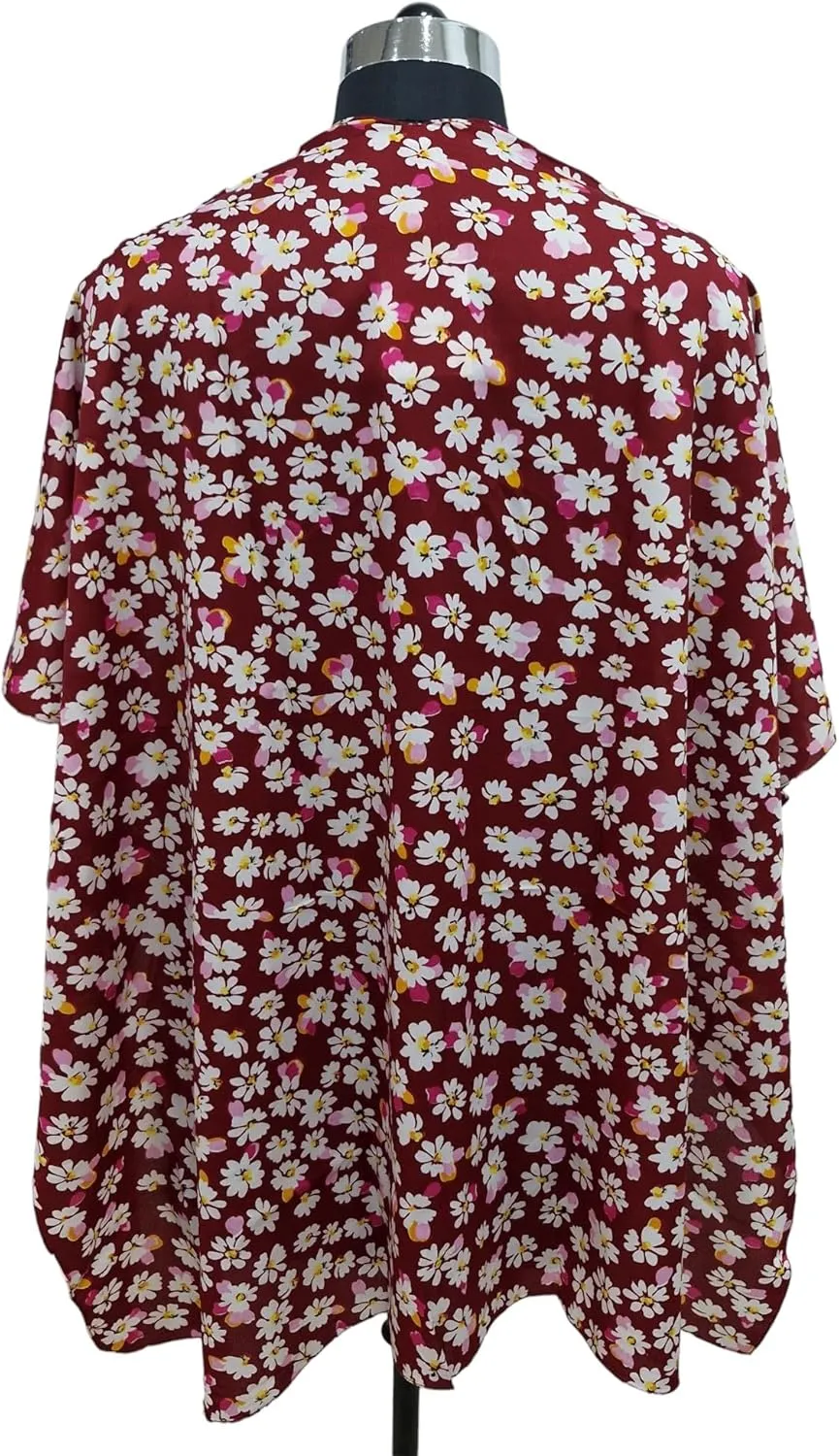Elu  Women's Beach Cover up Swimsuit Kimono Cardigan Casual Tops with Bohemian Floral Print