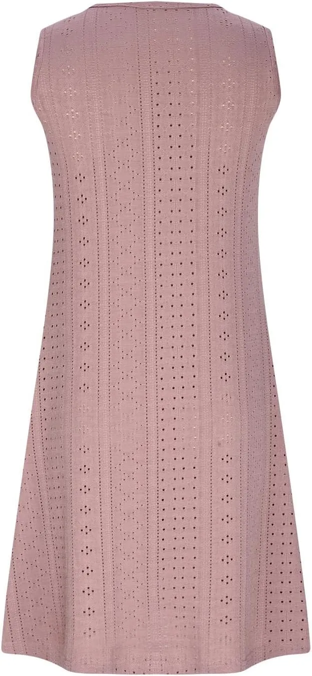 Eyelet Dress for Women, Summer Dresses 2025, Casual Vacation Beach Short Midi Beach Sundresses, Sleeveless Tank Dress