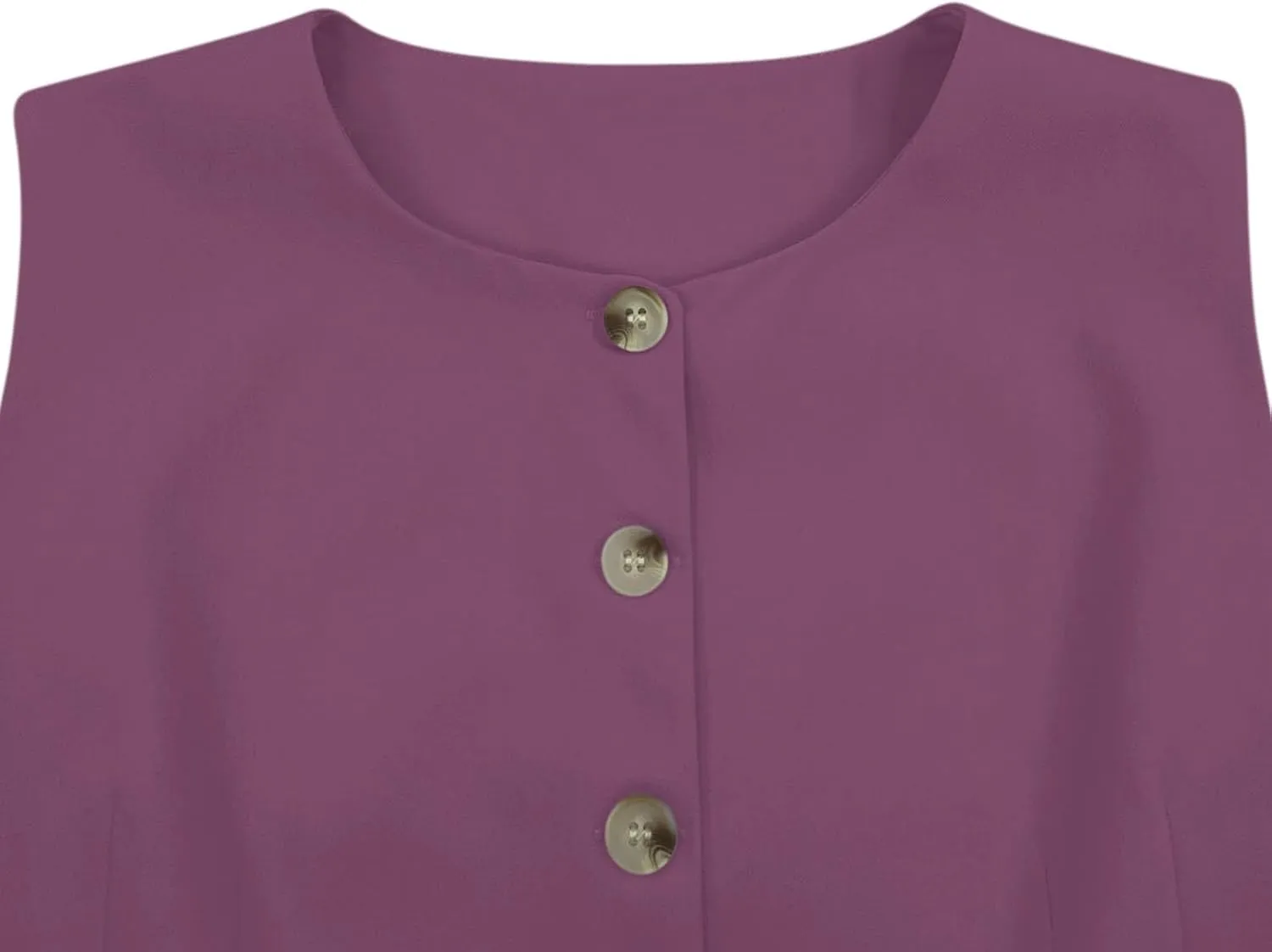Fallorchid Womens Round neck Suit Vest Sleeveless Button Business Jacket Waistcoat Top