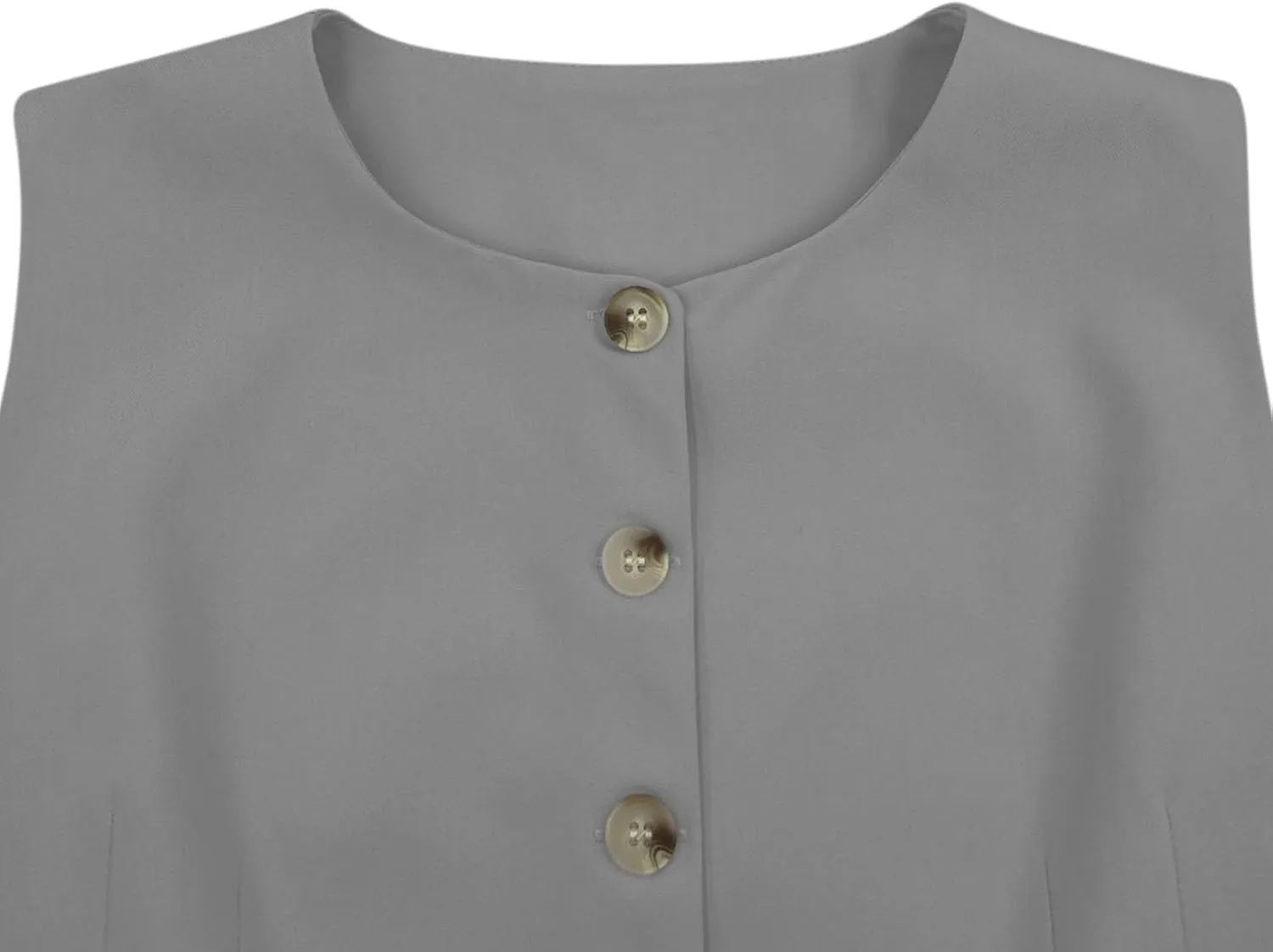 Fallorchid Womens Round neck Suit Vest Sleeveless Button Business Jacket Waistcoat Top
