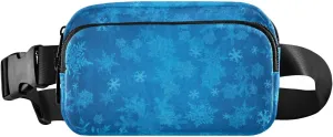 Fanny Pack for Women Men Blue Christmas Snowflakes Belt Waist Pack Bum Bag Wallets for Running Cycling Hiking Travel Workout with Adjustable Strap