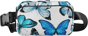 Fanny Pack for Women Men Butterflies Blue Belt Waist Pack Bum Bag Wallets for Running Cycling Hiking Travel Workout with Adjustable Strap